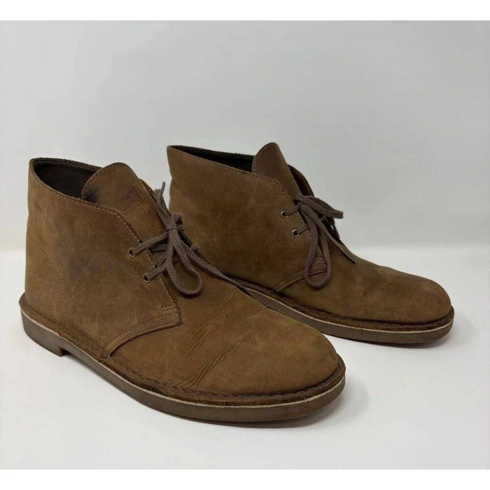 Clarks Bushacre 2 Chukka Boots Mens 11 Tan Suede Ankle Lace Up Shoes